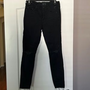 Mother - black midrise distressed skinny